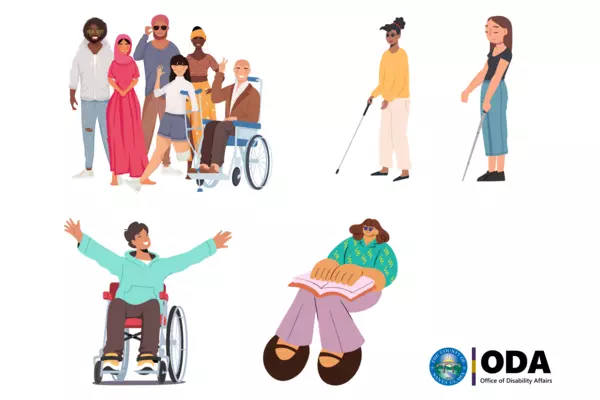 Graphic of a diverse group of people with disabilities.