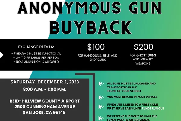 gun buyback flyer december 2, 2023 at reid-hillview airport