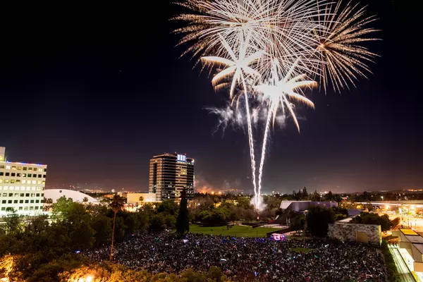 a picture of a giant firework display over the city of San Jose