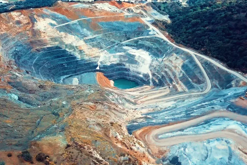 Aerial view of Lehigh Permanente quarry, CA, USA