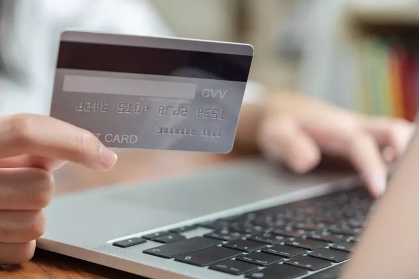 Credit card and laptop