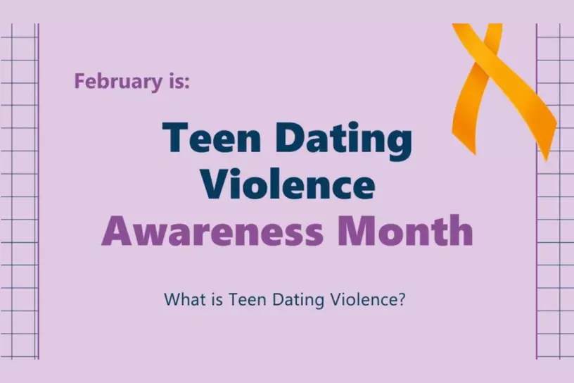 A poster image to promote Teen Dating Violence Awareness Month in February.