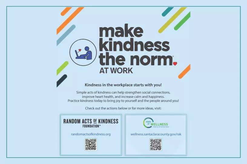 Make kindness the norm at work poster with introduction at the top and RAK Foundation and Employee Wellness websites at the bottom