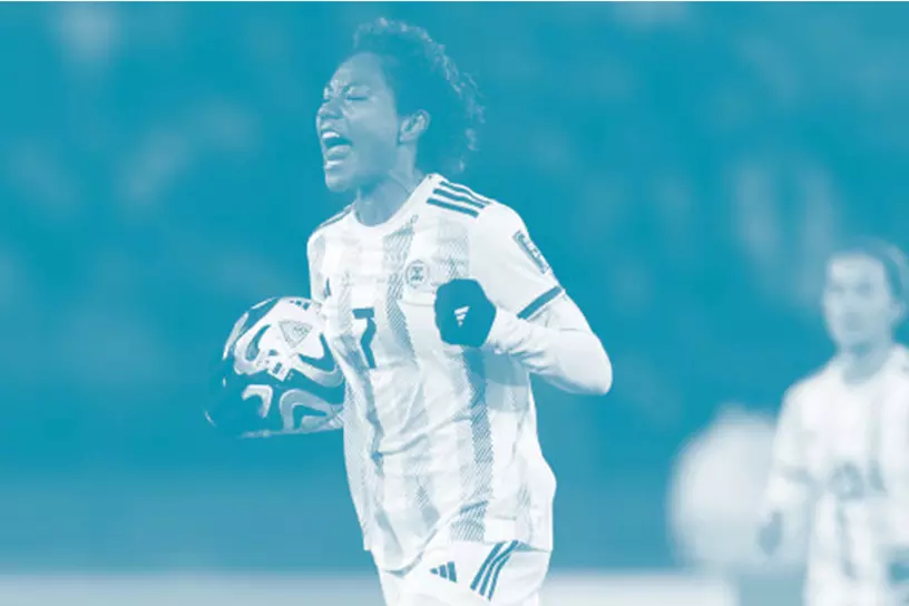 Sarina Bolden - soccer player holding ball - aapi month graphic