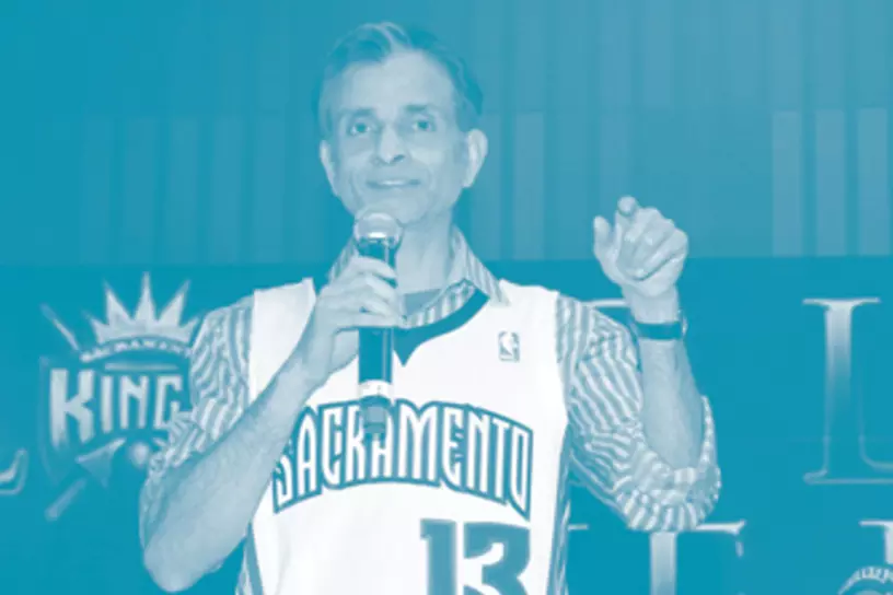 Vivek Danavine - wearing Sacramento Kings jersey - aapi month graphic