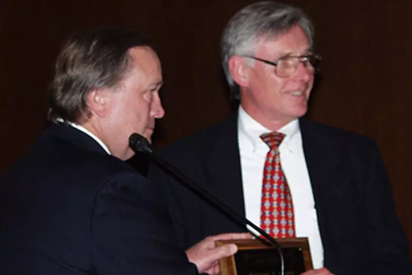 John Luft receiving the Napoleon J. Menard Award for Felony Trial Advocacy