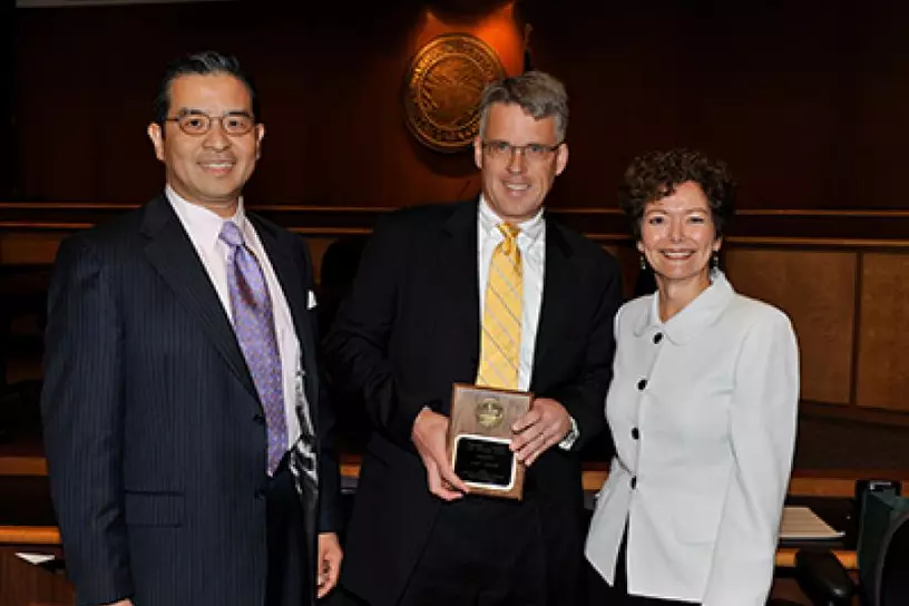 John Chase receiving the Napoleon J. Menard Award for Felony Trial Advocacy