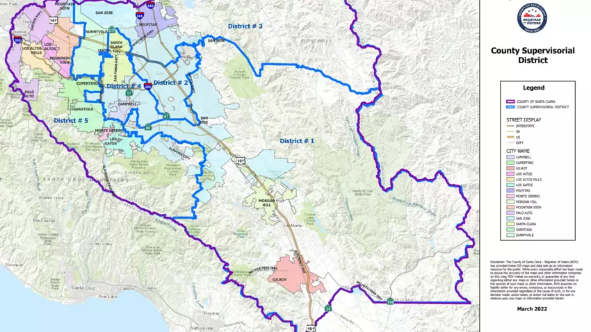 map of santa clara county district 3