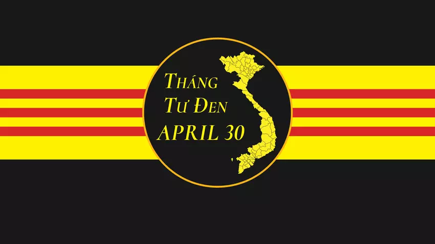 Black April banner - with South Vietnam flag