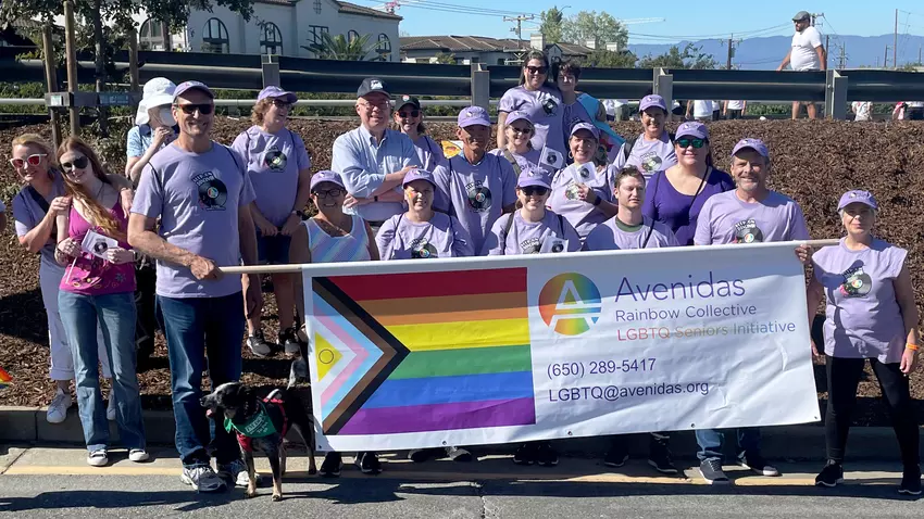 Supervisor Simitian joins together with the Avenidas Rainbow Collective during the Silicon Valley Pride Parade.