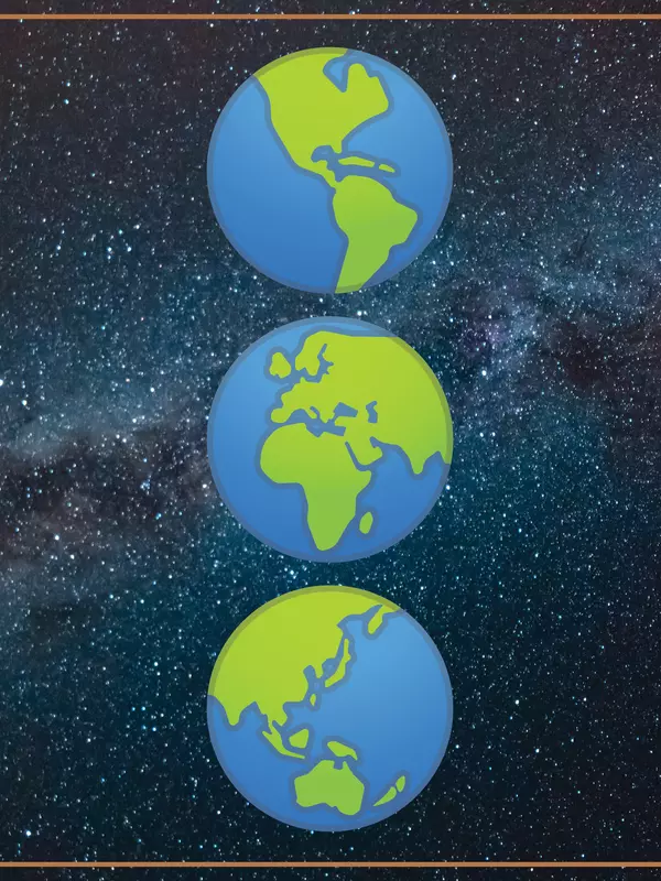 three globes in a column