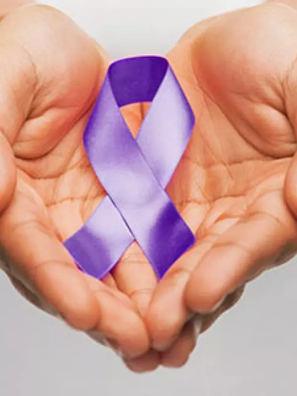 card-hands-holding-purple-ribbon