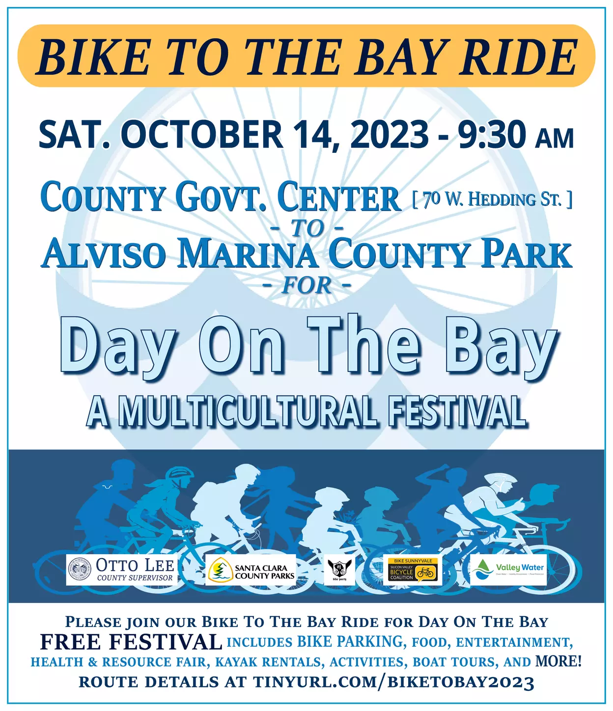 flyer for bike to the bay 2023 9 AM on October 14