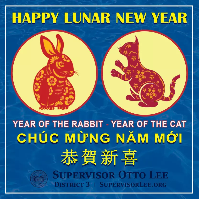 lunar new year graphic 2023 year of the rabbit and year of the cat