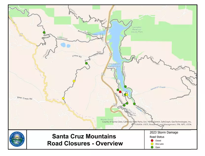 Santa Cruz Mountain Road Closures