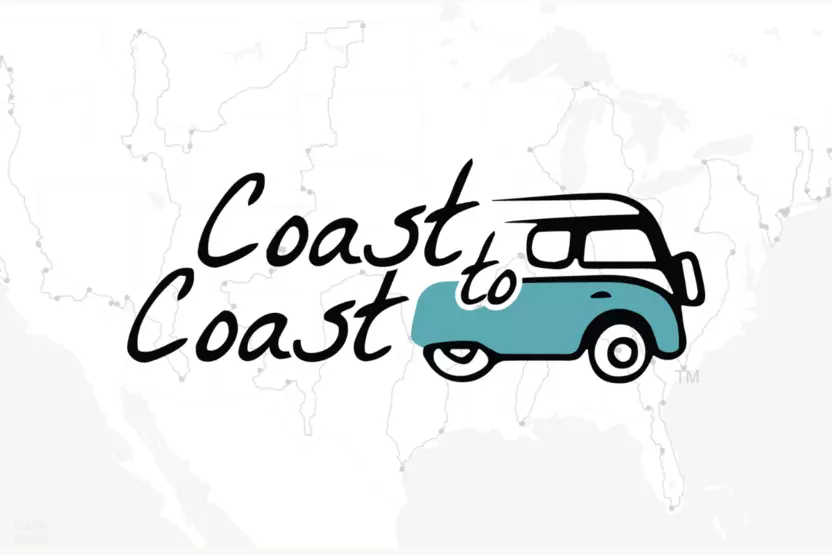 Map of the United States with the Coast to Coast logo