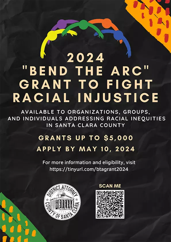2024 Bend the Arc grant to fight racial injustice flyer in English