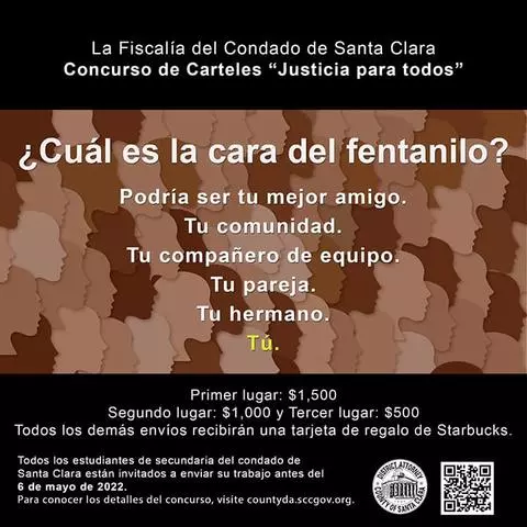 "Justice for All" Poster Contest Flyer: What is the Face of Fentanyl - Spanish 