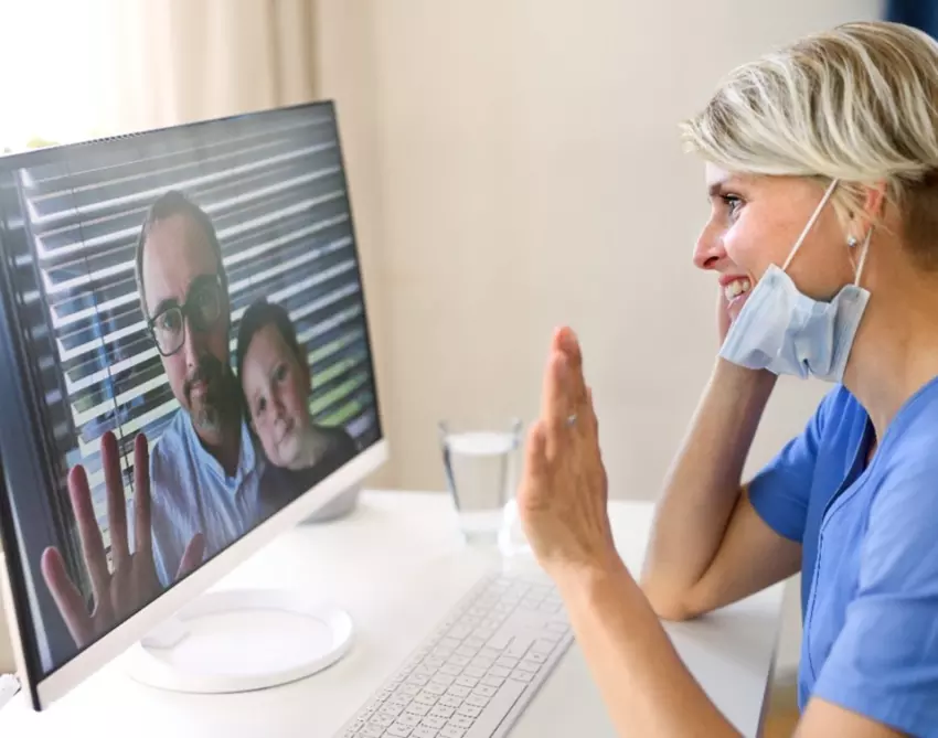 Telehealth appointment with doctor and patients